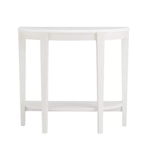 Yara 36 in. White Half-Moon Particle Board Console Table With Bottom Shelf