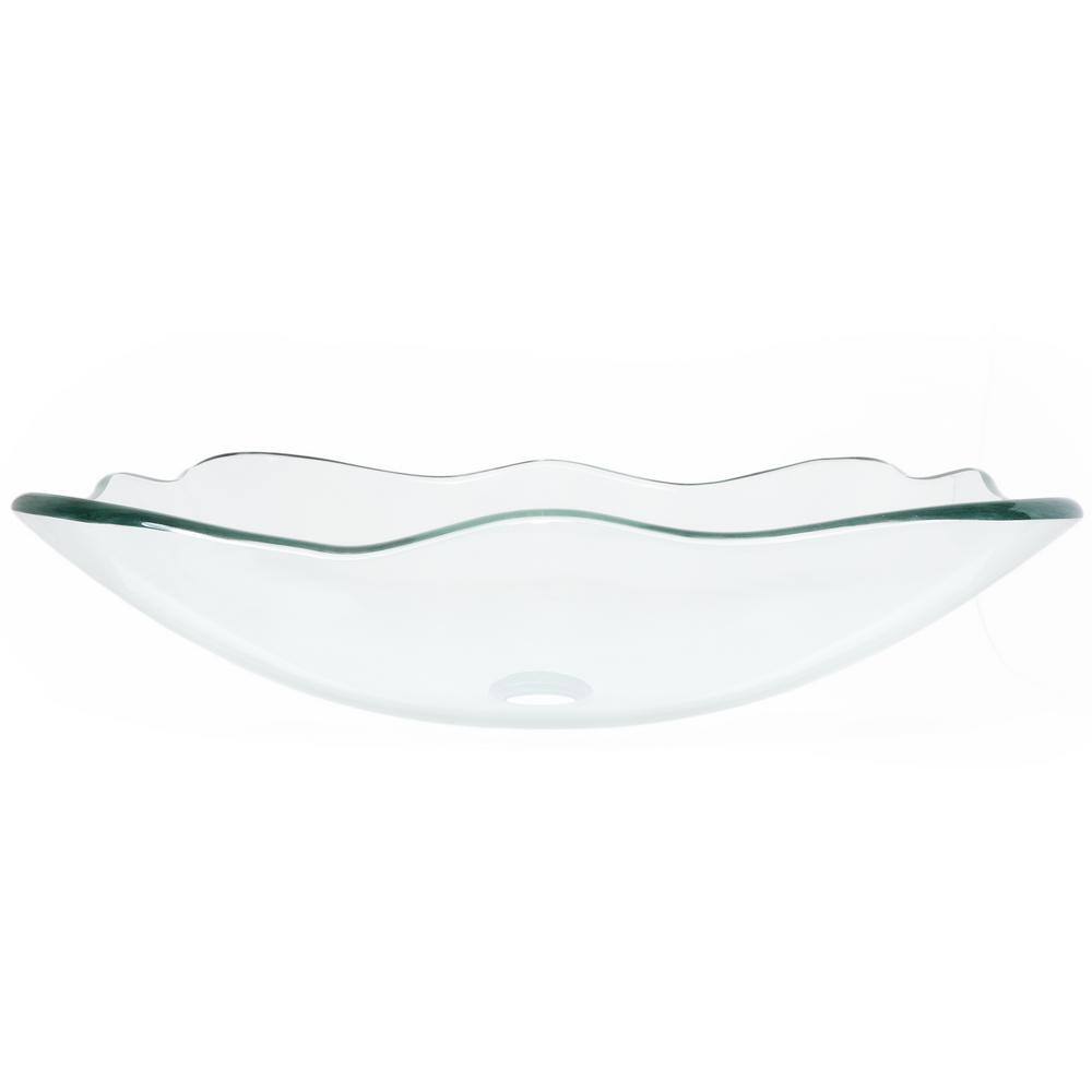 Elegante Clear Fluted Glass Above-Counter Vessel Sink