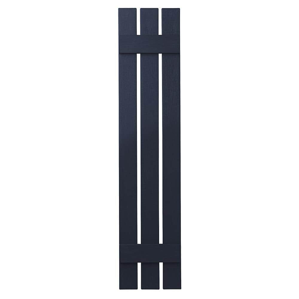 Ply Gem 12 in. x 51 in. Polypropylene 3Board Open Board and Batten Shutters Pair in Dark Navy
