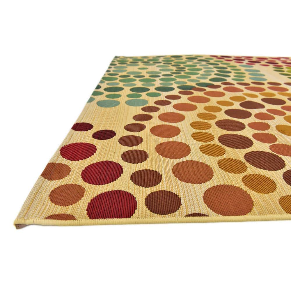 Modern Elegance Outdoor Flatweave Rug 5'3" x 8' in Blue and Brown