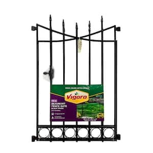 Beaumont No Dig 40.4 in. H x 53.7 in. W Black Steel Decorative Garden Fence Gate