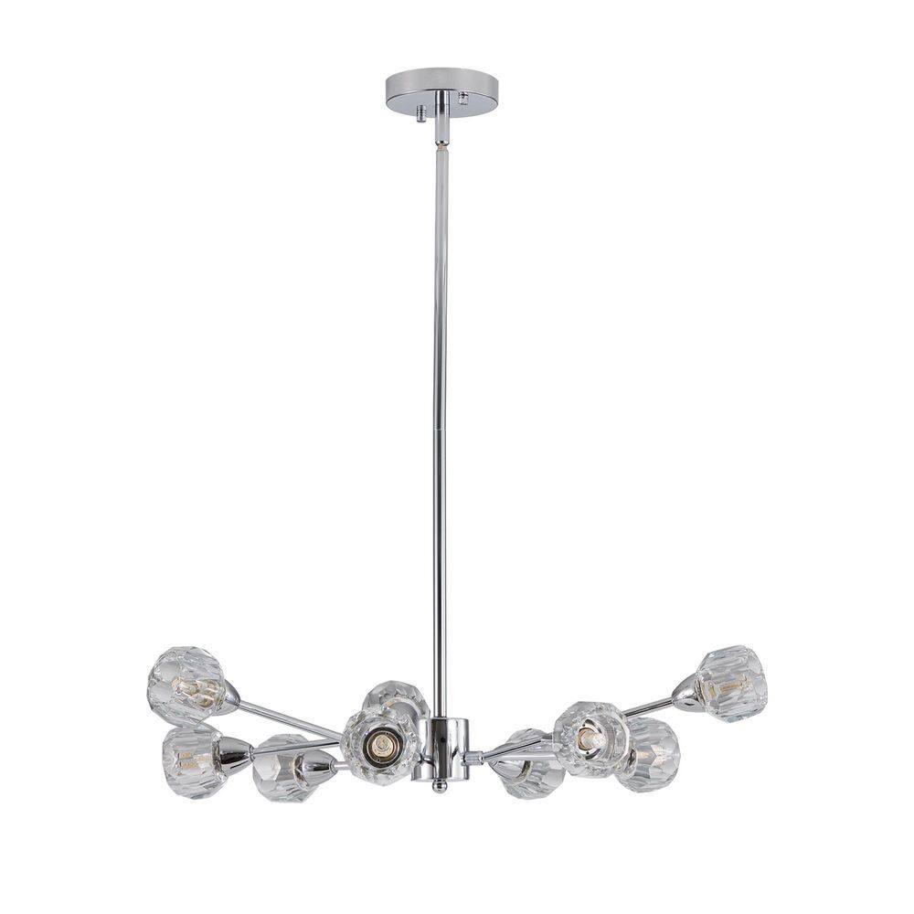 9-Lights Chrome Sputnik Pendant Light Crystal Chandelier, Height Adjustable, No Bulbs Included price history on PriceWatchPro