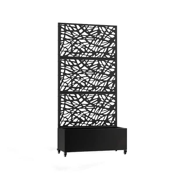 6 ft. H x 3 ft. W Metal Planter Box with Trellis Black