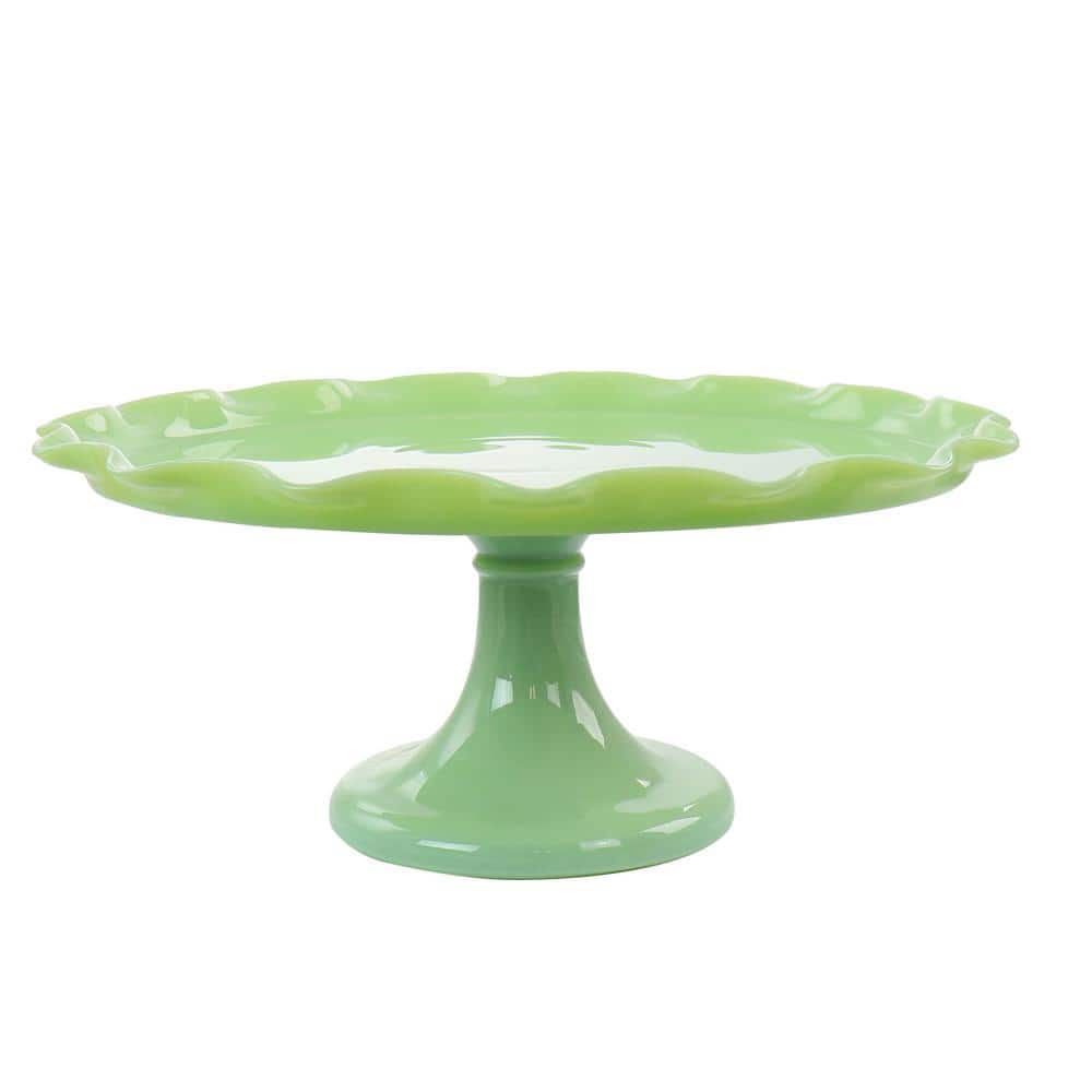 Green Jadeite Glass Round Cake Stand