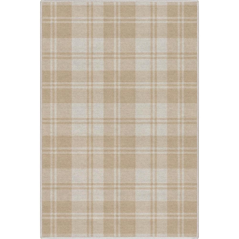Apollo Beige Brown Plaid Flatwoven Synthetic 3'3" x 5' Area Rug