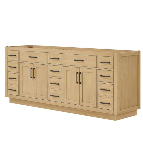 Beckett TK 83 in. Bath Vanity Cabinet without Top in Rift Oak with Matte Black Trim