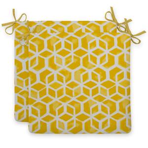 Yellow Cubed Outdoor Seat Cushion (2-Pack)