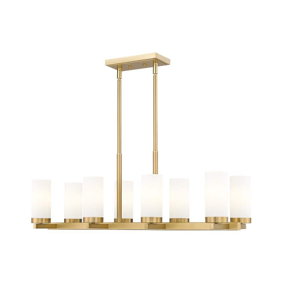 Danica 8-Light in Modern Gold Linear Chandelier with no bulbs included