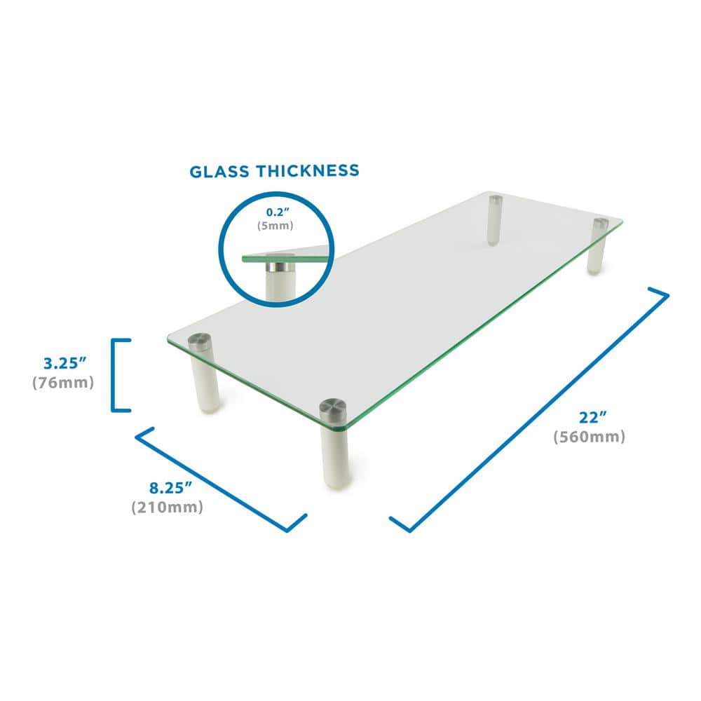 Elevate 22" Clear Tempered Glass Desktop Monitor Stand