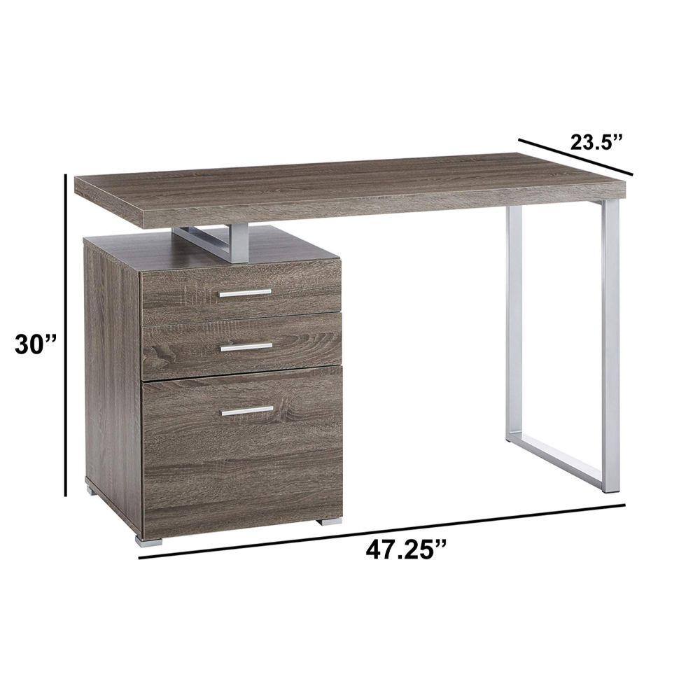 Weathered Gray Modern Office Desk with File Storage