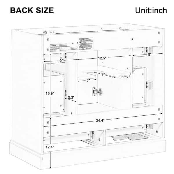 Xzkai 36 in. W x 18 in. D x 34 in. H Single Sink Bath Vanity