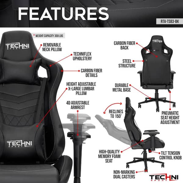 Techni Sport TS-83 Ergonomic High Back Racer Style PC Gaming Chair