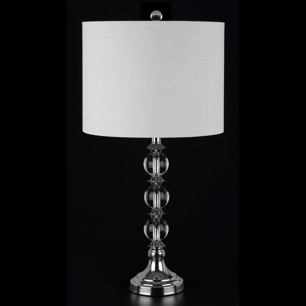 Elegant Clear Crystal 26" LED Table Lamp Set, White Linen Shade