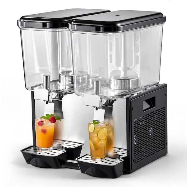 Commercial Beverage Dispenser, 2 Tanks 19 qt. Per Tank, Ice Tea Drink Machine with 45℉ to 54℉ Cooling Temperature