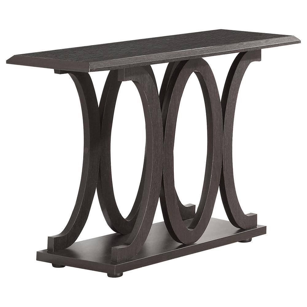 Cappuccino Rectangular Wood Sofa Table with Storage