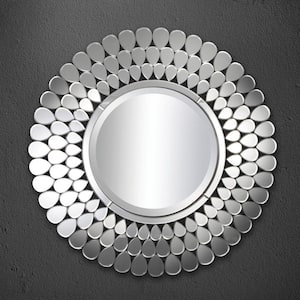 Medium Round Silver Beveled Glass Contemporary Mirror (39.38 in. H x 39.38 in. W)