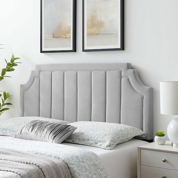 Light gray upholstered deals headboard