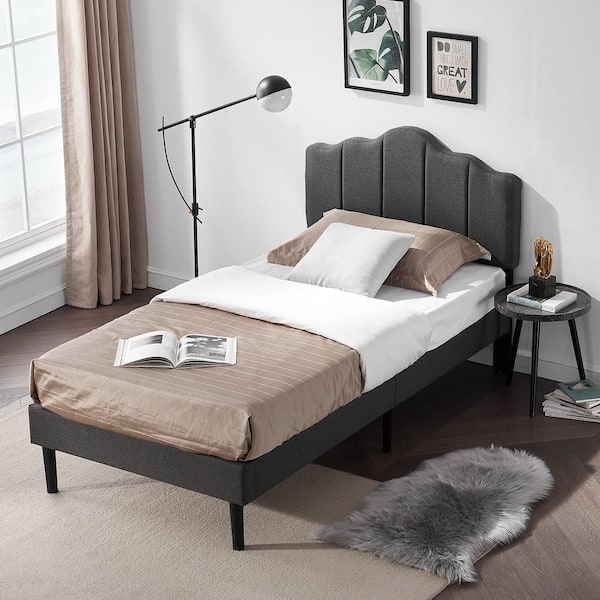 VECELO Twin Size Platform Bed Frame 39.3 in. W with Headboard