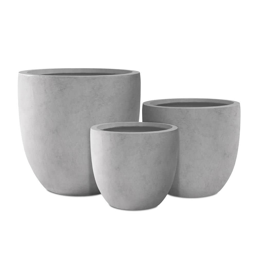 20 in. 16.5 in. 13.4 in. Round Concrete Planters Set of 3, Indoor/Outdoor Modern Design, Natural Concrete price history on PriceWatchPro