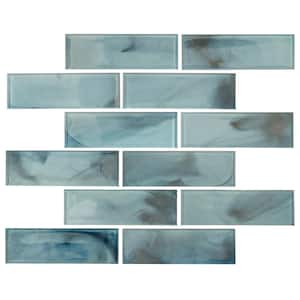 Blue Shimmer Subway 12 in. x 12 in. Glass Mesh-Mounted Mosaic Tile (14.4 sq. ft./Case)