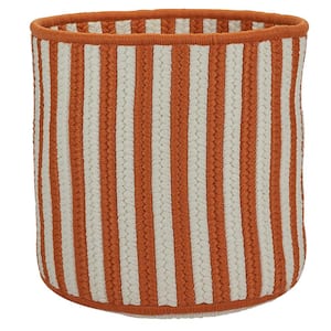 Orange 14 in. D x 14 in. W x 12 in. H Vertical Stripe Round Basket