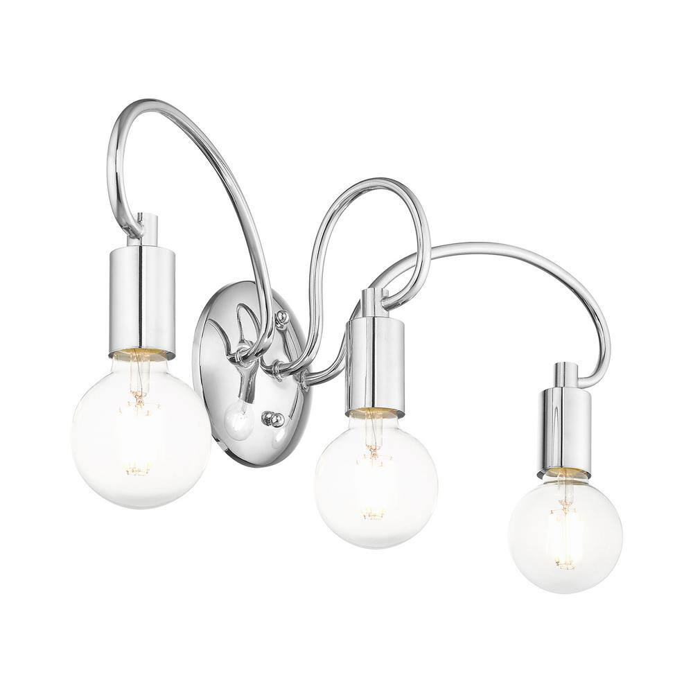 Bari Polished Chrome 3-Light Vanity Sconce with Dimmable Feature