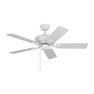 Linden 44 in. Transitional Wet Rated Outdoor White Ceiling Fan with White Blades, Reversible Motor and Pull Chain