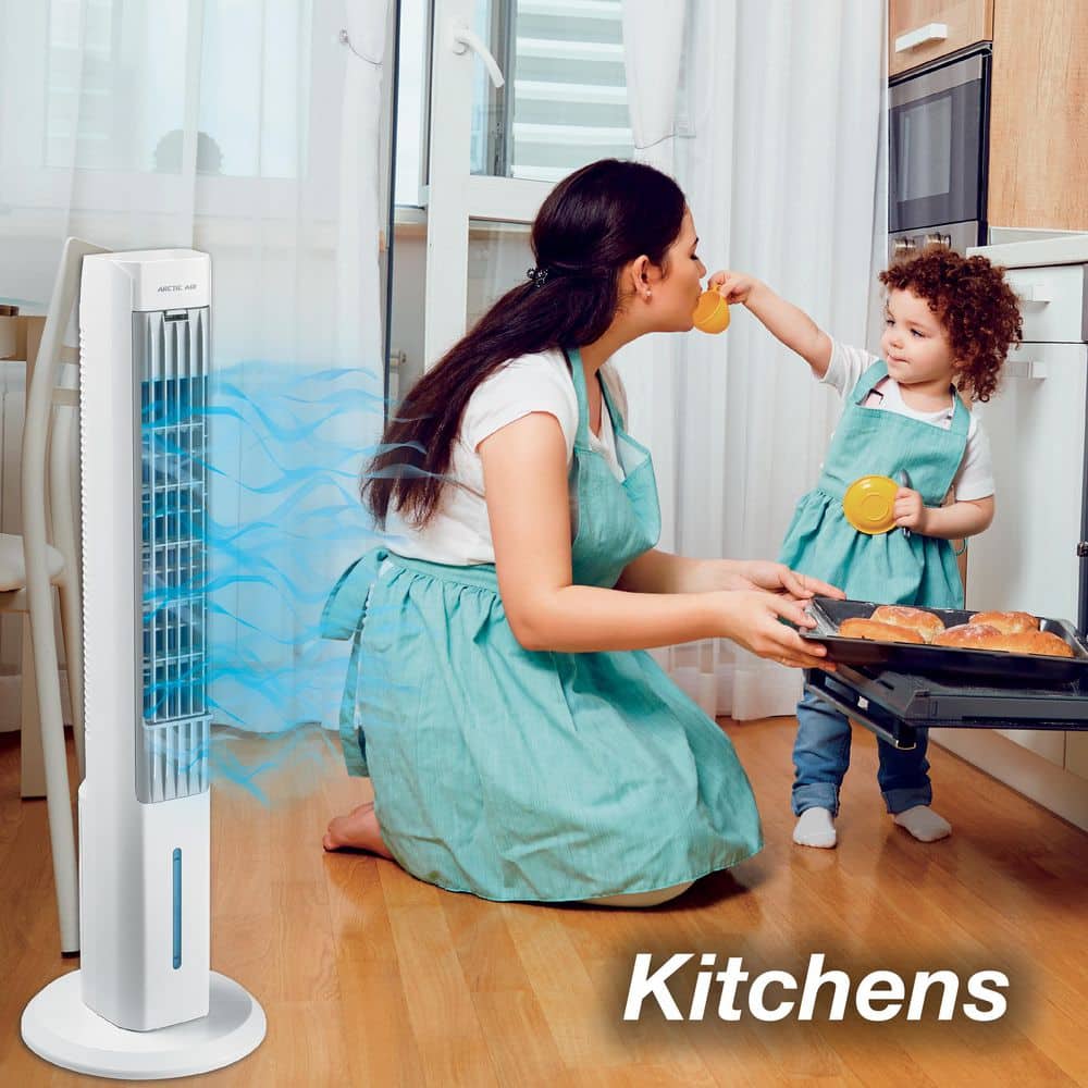 Arctic Air Tower Plus White Evaporative Cooler with LED Night Light