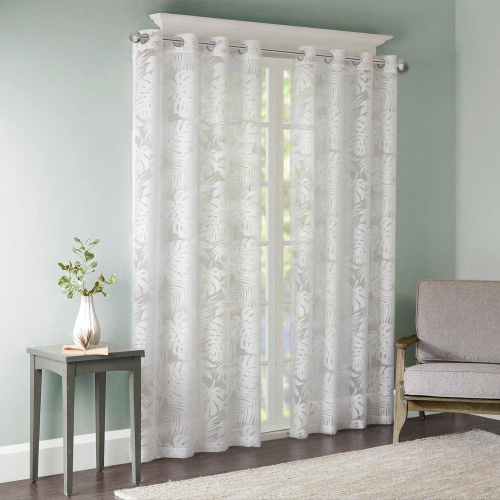 Maui White Sheer Grommet Top Window Drapes