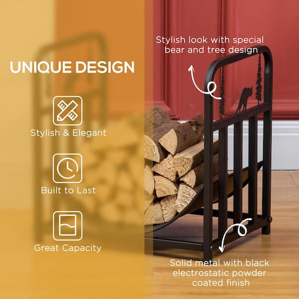 Huluwat 13 in. 1 Tier Heavy-Duty Curved Bottom Black Metal