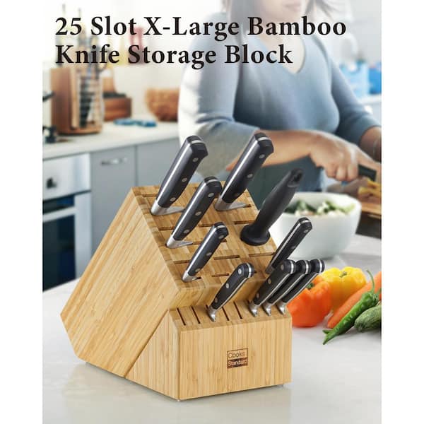 Universal Knife Block without Knives and Utensil Holder for