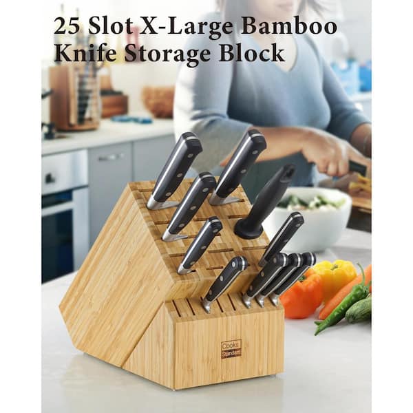 in Drawer Bamboo Knife Block and Cutlery Storage Organizer, Holds Up to 15 Knives - Bacteria Resistant and Protects Blades by Classic Cuisine