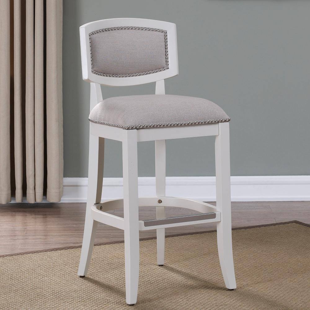 Amelia Adjustable Traditional Bar Stool in Antique White and Beige