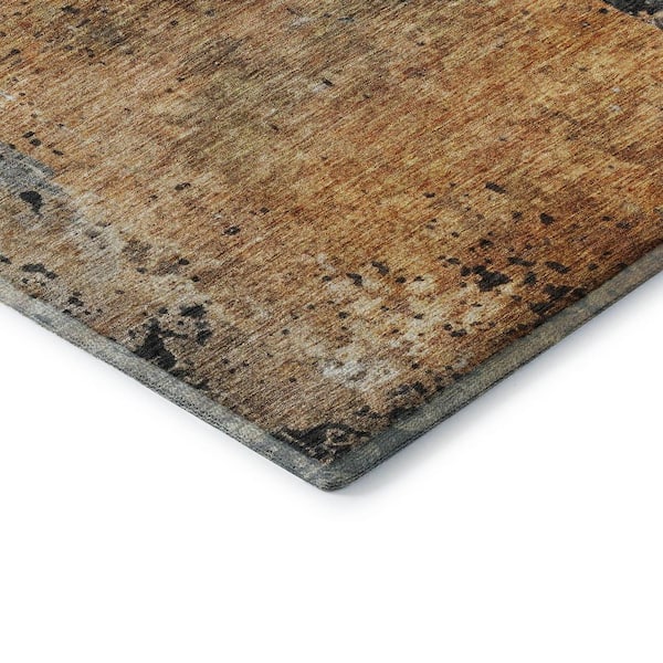 Mayfield Premium Machine Washable Abstract AMF1205 Copper 8 ft. x 8 ft. Round Rug