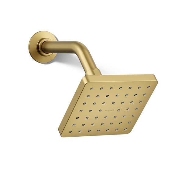 KOHLER Parallel 1-Spray Patterns 2.5 GPM 5 in. Wall Mount Fixed Shower Head in Vibrant Brushed Moderne Brass