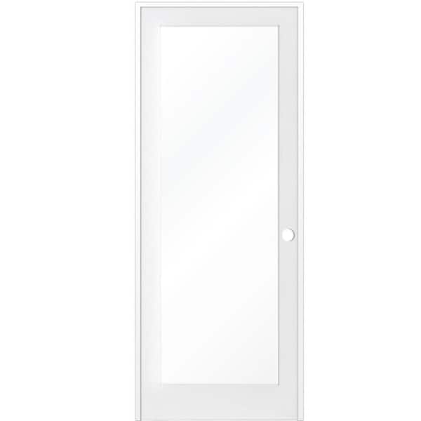 Krosswood Doors 24 in. x 96 in. 1-Lite Clear Solid Hybrid Core MDF Primed Left-Hand Single Prehung Interior Door