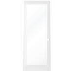 32 in. x 96 in. 1-Lite Clear Solid Hybrid Core MDF Primed Left-Hand Single Prehung Interior Door