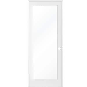 32 in. x 96 in. 1-Lite Clear Solid Core MDF Primed Left-Hand Single Prehung Interior Door
