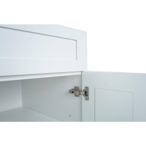 Cambridge Everest 33 in. W x 24 in. D x 34.5 in. H Ready to Assemble Shaker Base Kitchen Cabinet in White