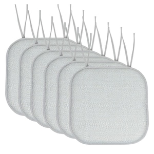 Cameron Square Memory Foam 16 in.x16 in. Non-Slip Back, Chair Cushion with Ties (4-Pack), White/Sage/Blue