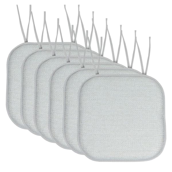 Sweet Home Collection Cameron Square Memory Foam 16 in.x16 in. Non-Slip Back, Chair Cushion with Ties (4-Pack), White/Sage/Blue