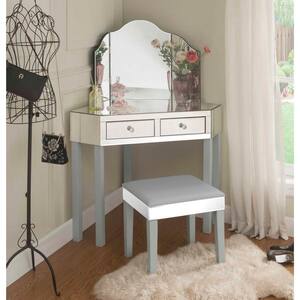 Grey Vanity Tables with Trifold Mirror