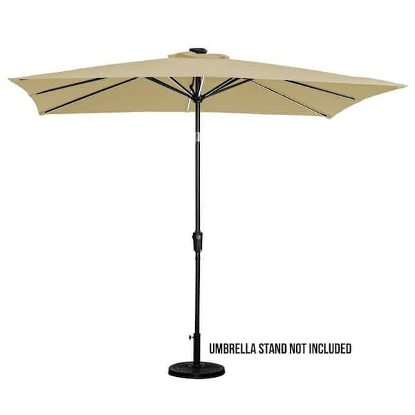 9 ft. x 7 ft. Rectangle Next Gen Solar Lighted Market Patio Umbrella in Taupe