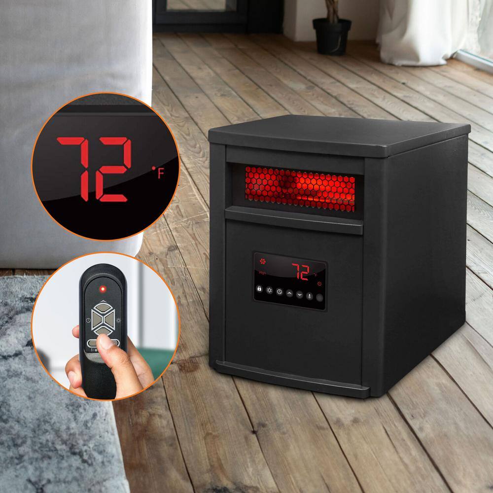 16-Inch Black Steel Infrared Heater with LED Display