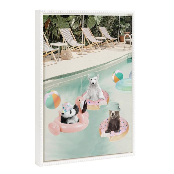 Sylvie Beaded Pool Party Framed Canvas by July Art Prints (Set of 1) Animal Art Print 18.00 in. x 24.00 in.