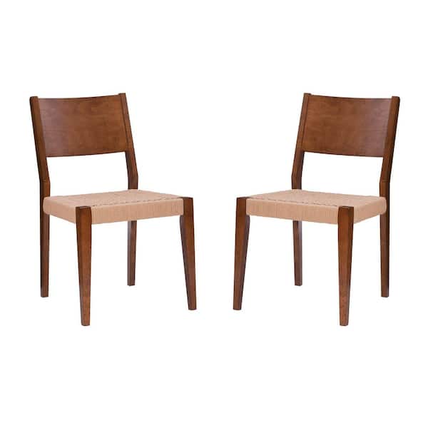 Linon Home Decor Marlene Brown Rope Dining Side Chairs Set of 2