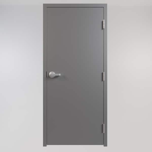 FORTIS DOORS 36 in. W. x 80 in. Right-Handed Gray Primed Steel