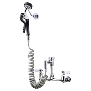 Pet Grooming Faucet Double-Handle Wall Mounted Bathroom Faucet in Polished Chrome