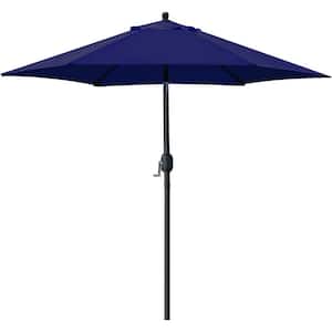7.5 ft. Patio Umbrella Outdoor Table Market Umbrella with Push Button Tilt/Crank, 6 Ribs in Navy Blue
