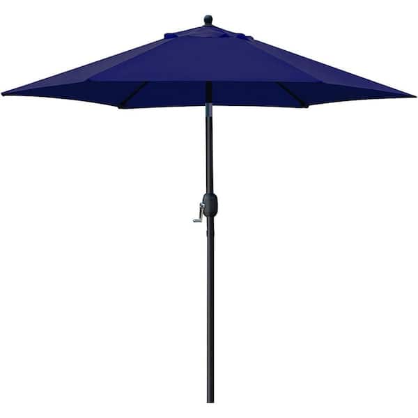 Cubilan 7.5 ft. Patio Umbrella Outdoor Table Market Umbrella with Push Button Tilt/Crank, 6 Ribs in Navy Blue